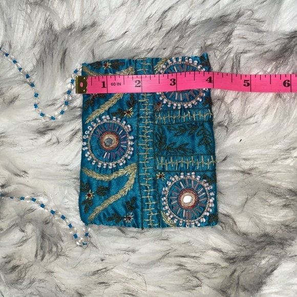 Y2k beaded bag mini beaded bag vintage beaded bag moyna bag Blue travel purse - Picture 4 of 13